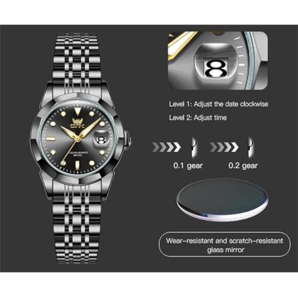 Women Watch Bracelet Dress Easy to Read Stainless Steel Ladies Watches